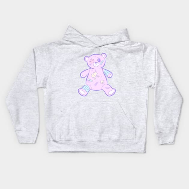 Pastel Goth Sad Bear Kids Hoodie by AtomicBullfrog